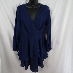 Women Blue Long Sleeves Dress Size M